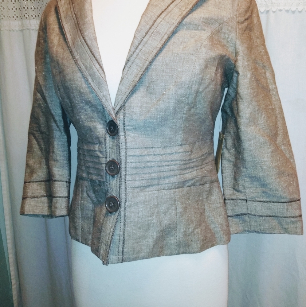 Cold Water Creek Size 6 Tuck Waist Jacket Blazer W - Picture 2 of 6
